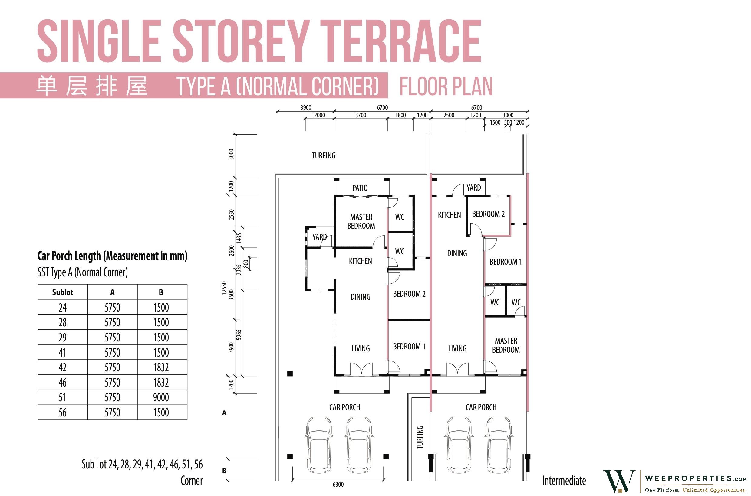 YA Avenue Phase 1 Type A single storey terrace floor plan
